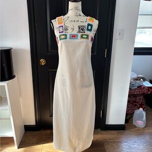 SHEIN Cream Dress with Colorful Crochet Detail